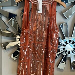 Soft Surroundings Moonlight Terrace Beaded Vest  “Apricot Brandy” Beaded  NWT